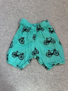 HTF Bobo Choses Teal Shorts with Black Bicycle Print
